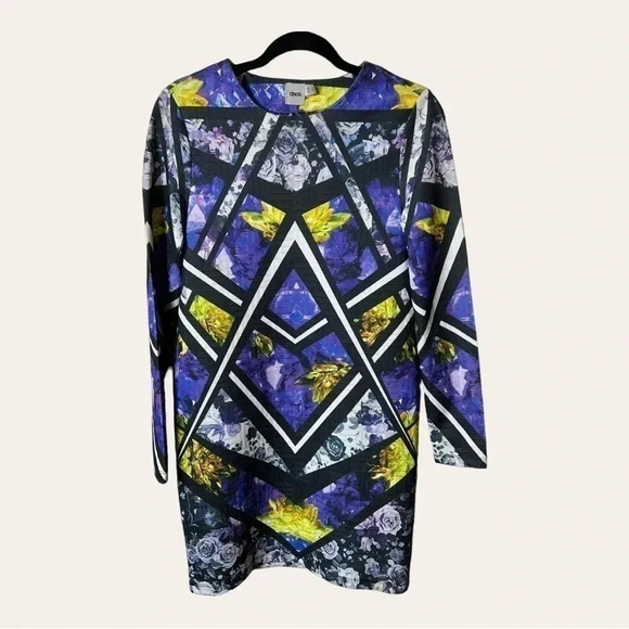 1059. ASOS MINI DRESS SHEATH FIT SIZE 6 ABSTRACT PRINT - Picture 2 of 10